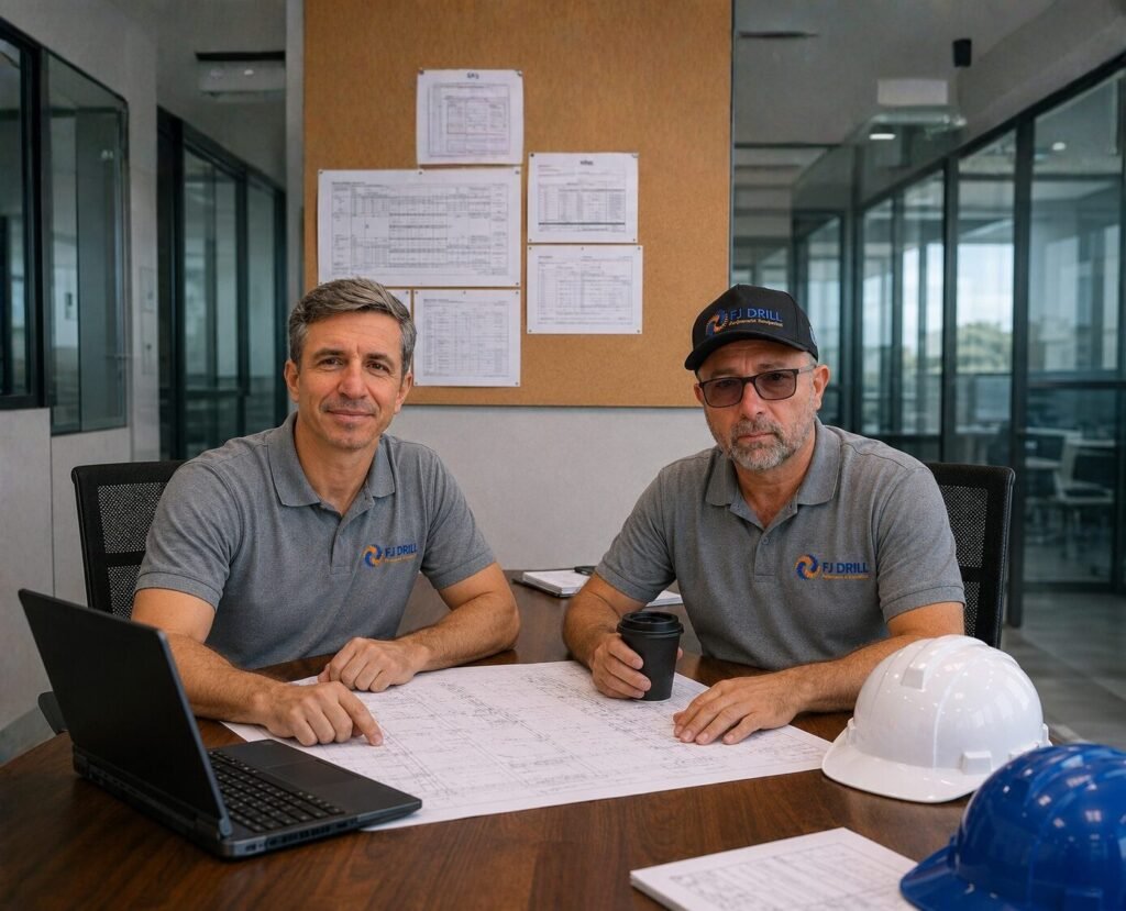 Equipe FJ Drill em reunião técnica